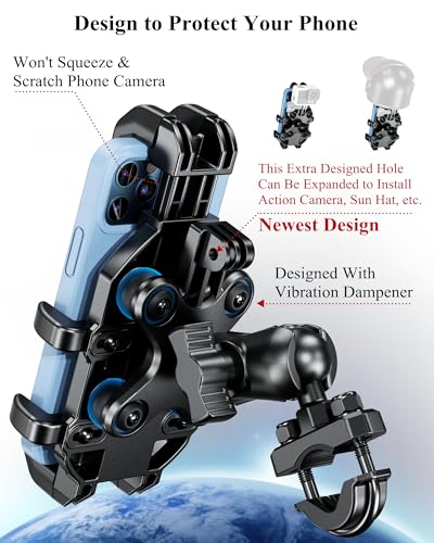 Motorcycle Phone Holder with Vibration Dampener, Adjustable Handlebar Cradle Fit 5.4''-7.2'' Smartphone A167