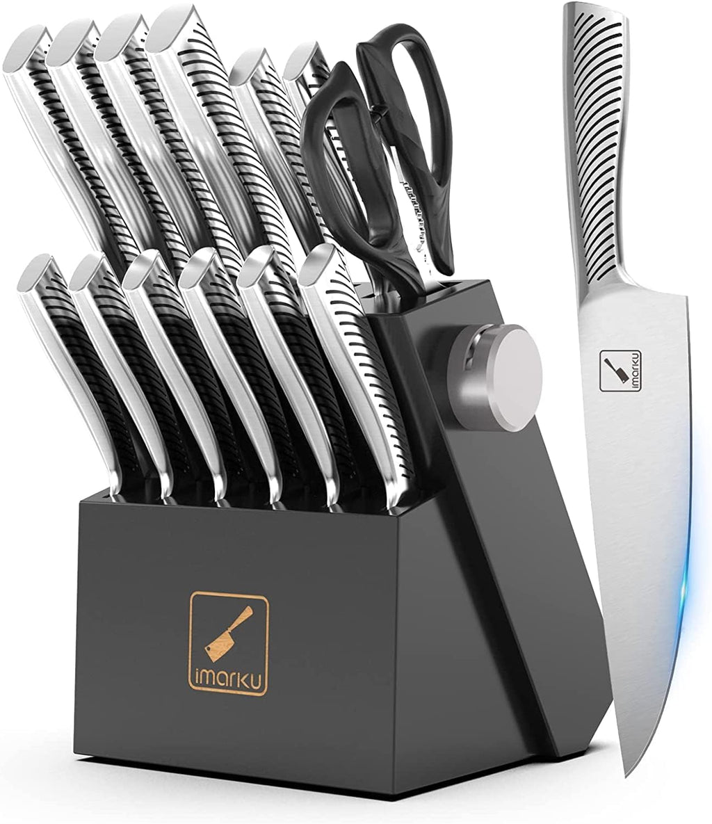 14PCS High Carbon Stainless Steel Kitchen Knife Set with Block U1070