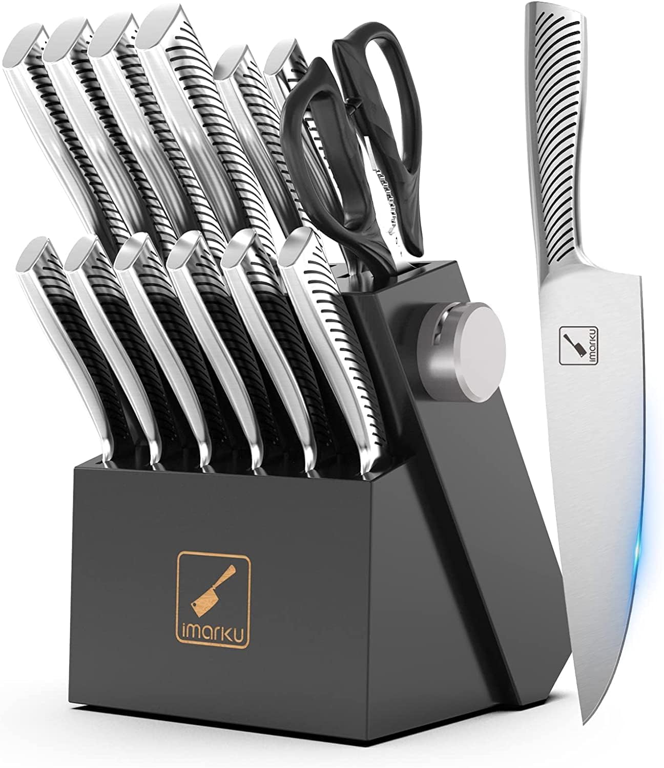 14PCS High Carbon Stainless Steel Kitchen Knife Set with Block U1070