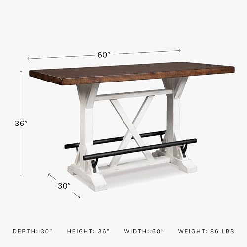 Rustic Farmhouse Counter Height Dining Table, Brown & White B79205