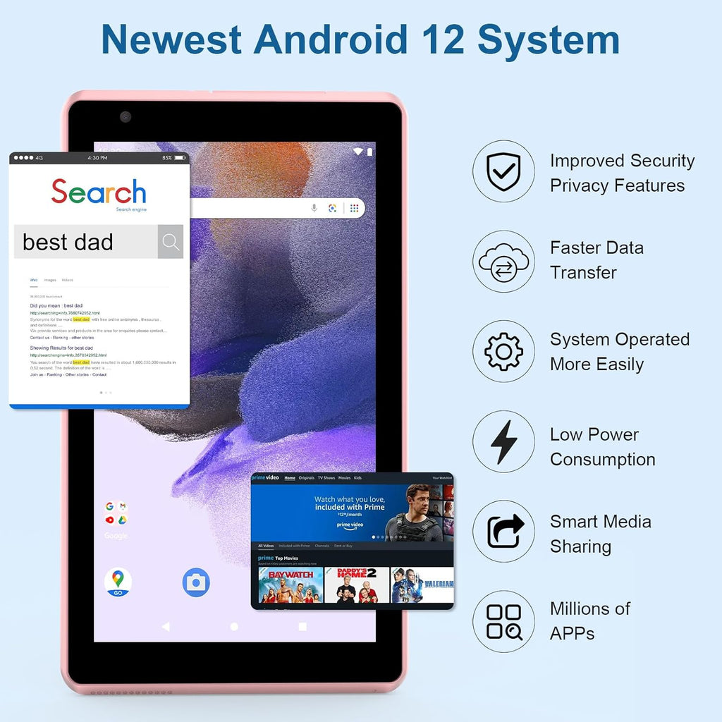 Pink 7 inch Android Tablet, 4GB+32GB D35419