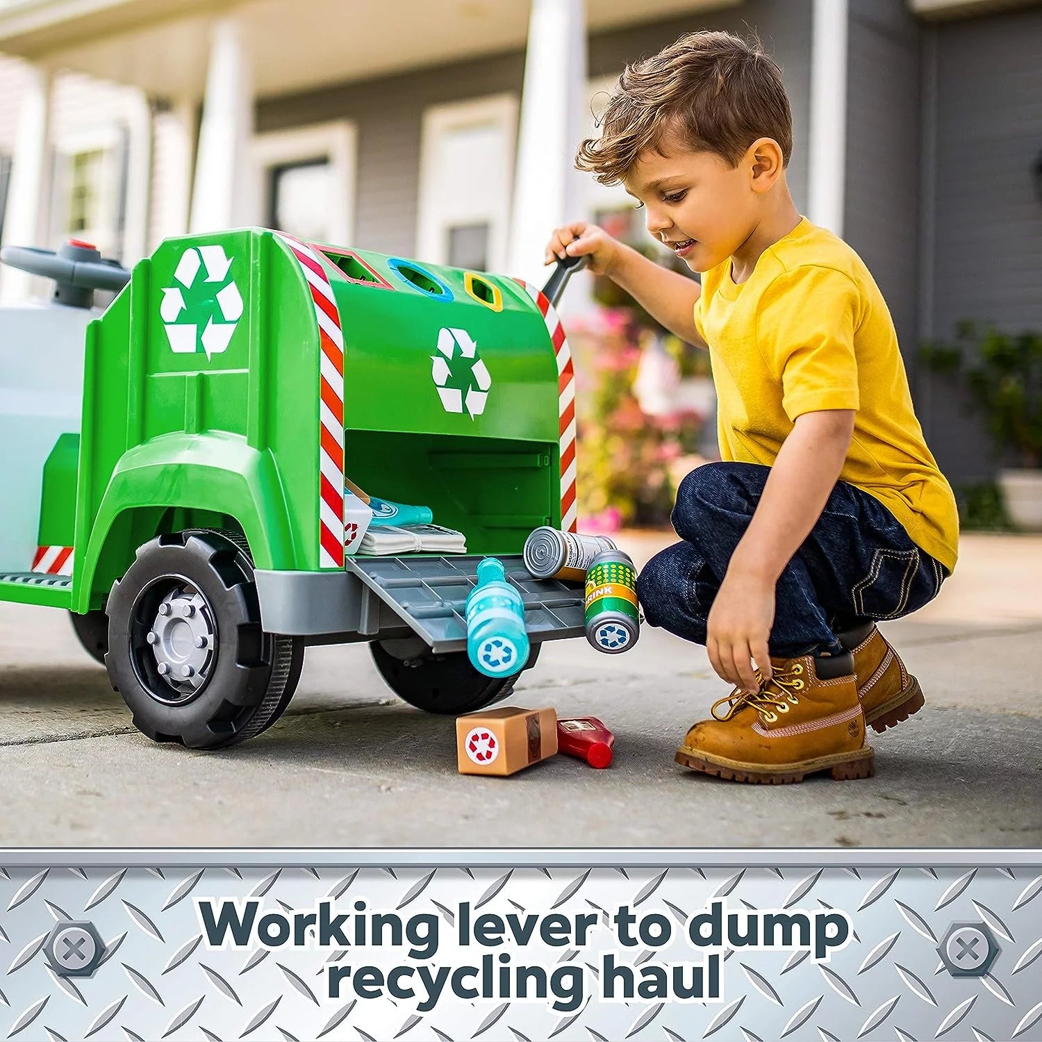 Toddler Recycling Truck Ride On Toy with 6 Volt Battery and Charger H89768