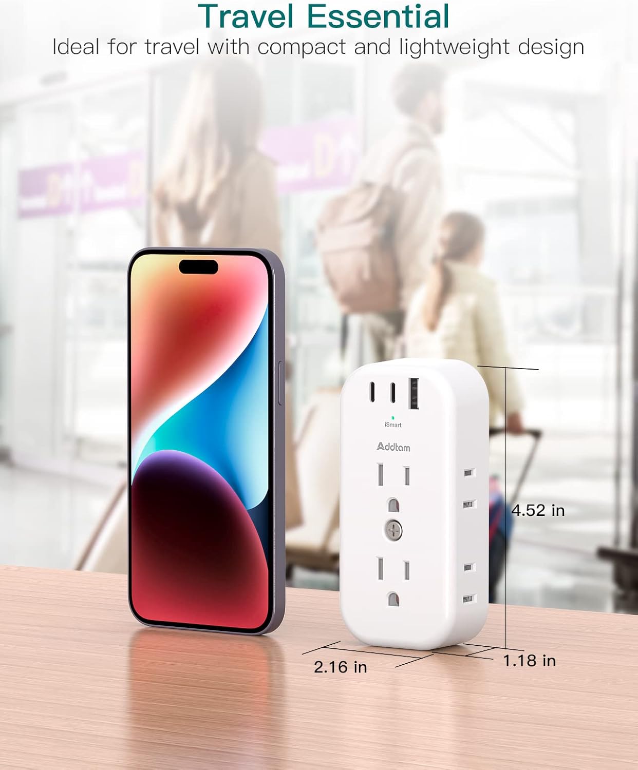 6 Outlet Splitter with 3 USB Wall Charger X338