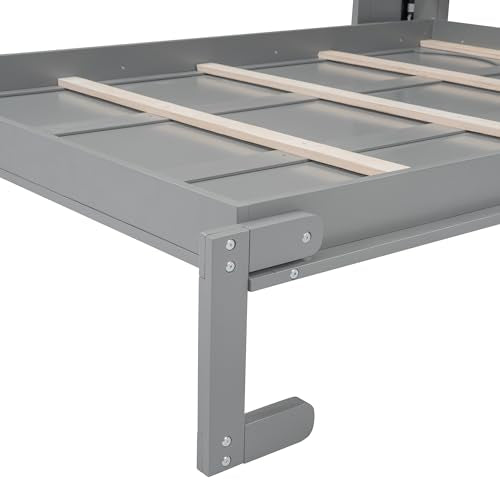 Queen Size White Wood Murphy Bed with Shelves X6139