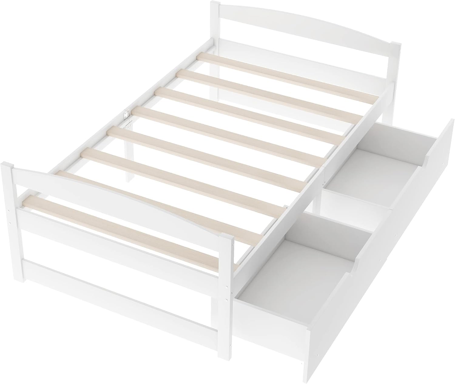 White Twin Size Wood Daybed with 2 Drawers N372