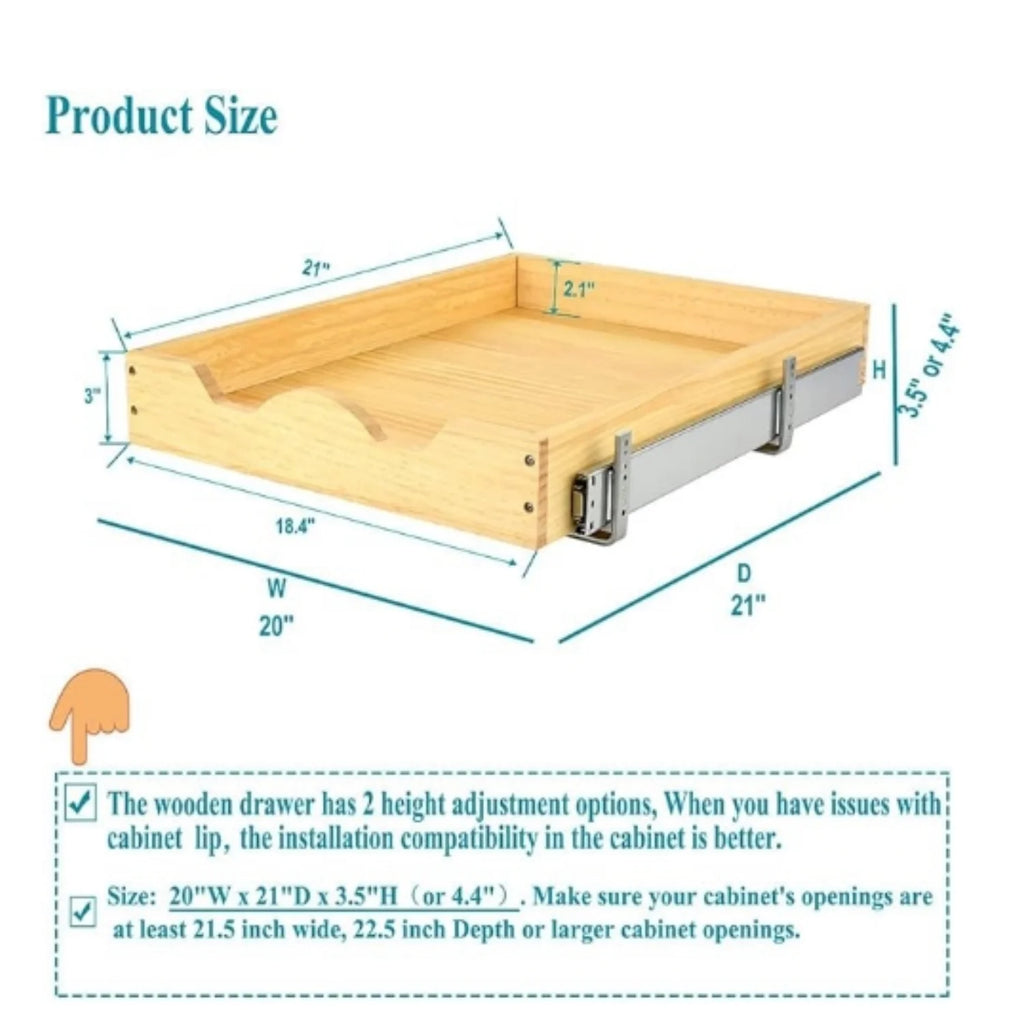 20W x 21D Slide Out Wood Drawer Shelf I98605