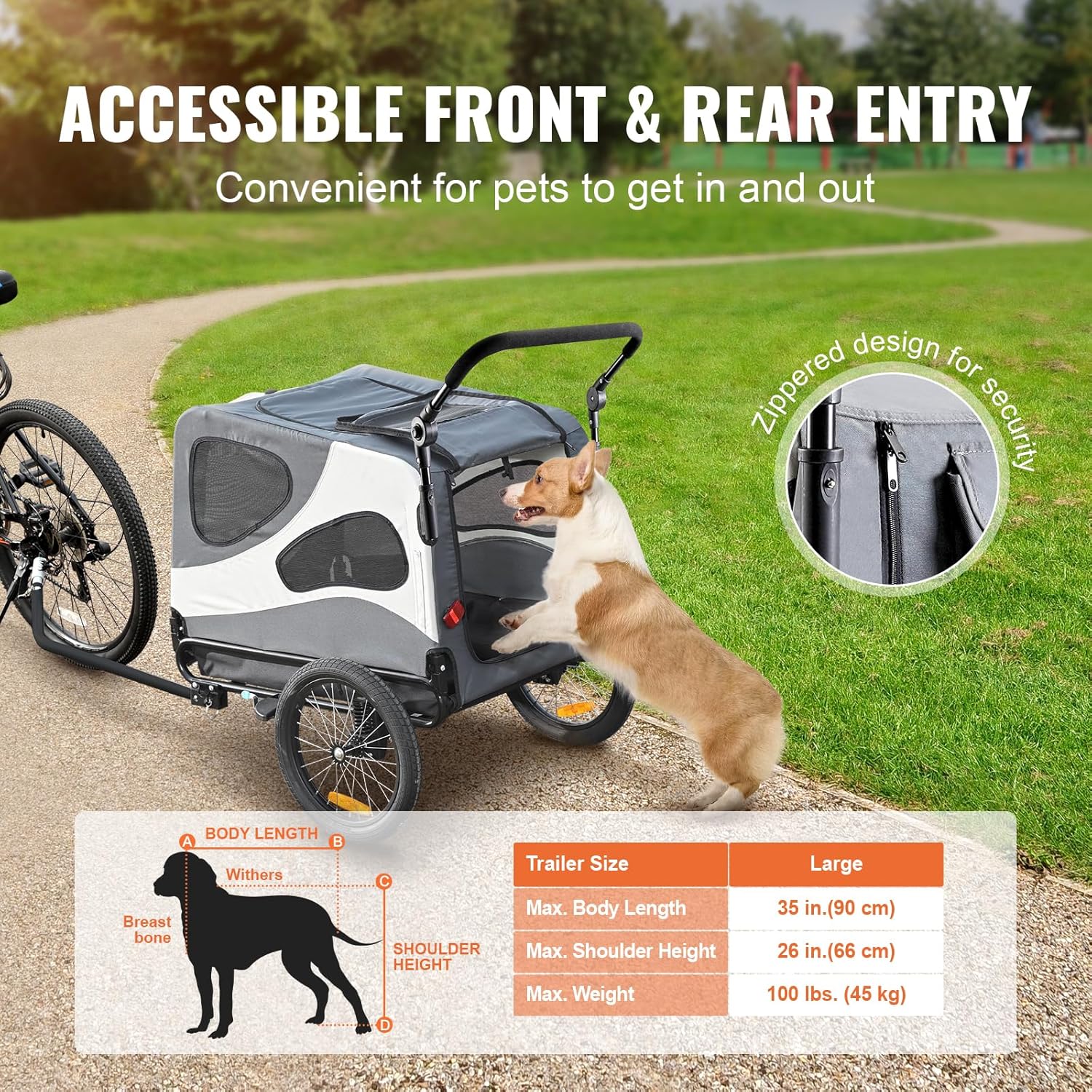 Black/Gray Dog Bike Trailer with Quick Release Wheels X348