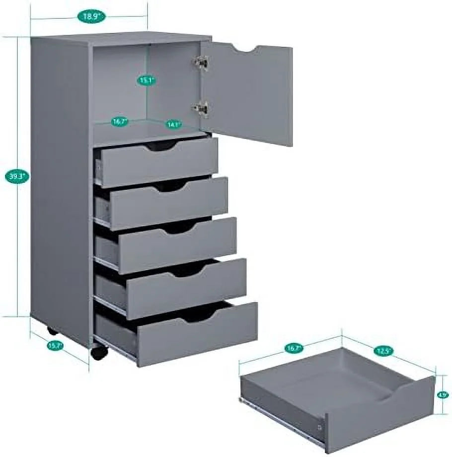 Distressed Black 6-Drawer File Cabinet on Wheels Z38946