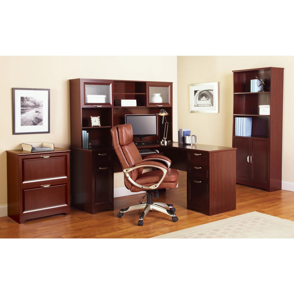 72"H 5-Shelf Bookcase With Doors, Classic Cherry S85444
