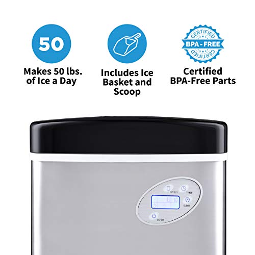 Portable Ice Maker 50 lb. Daily Compact Countertop Stainless Steel Z79254