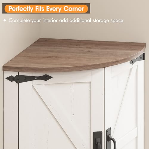 64.8" Tall Grey Corner Cabinet with 4 Doors and 5 Shelves G488