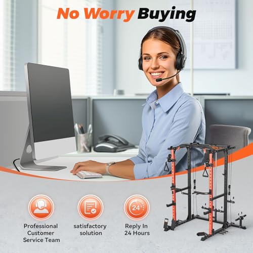 2000LBS Capacity Power Rack with Adjustable Cable Crossover System S2062