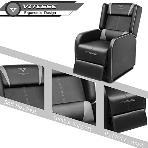 Grey PU Leather Gaming Recliner Chair P523824