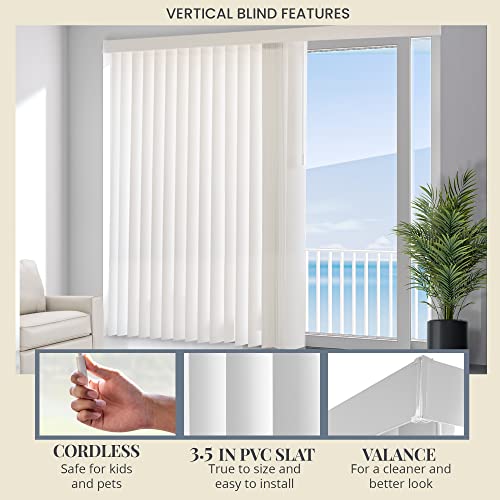 Blackout Vertical Blinds Oxford White Vinyl 78"W X 84"H Y462