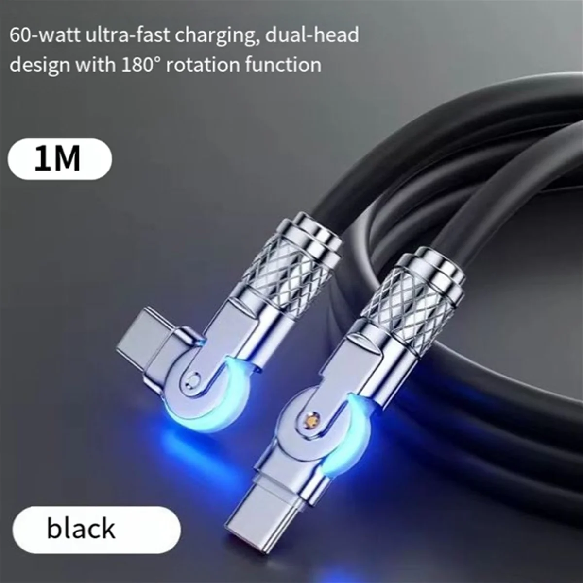 Type-C to Type-C 180° Swivel Double Elbow Data Cable 2m H71856