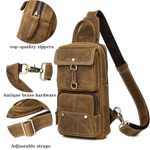 Brown Genuine Leather Sling Backpack C86145