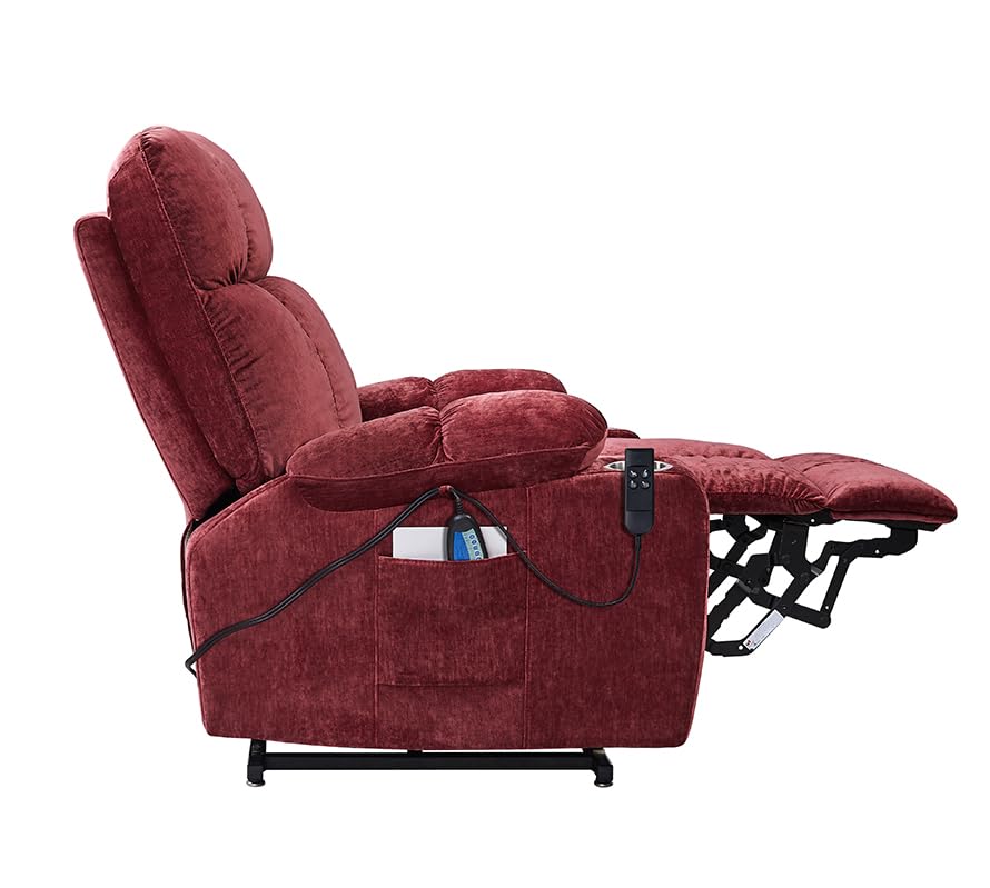 Large Power Lift Recliner Chair with Heat and Massage, Dark Brown M3057