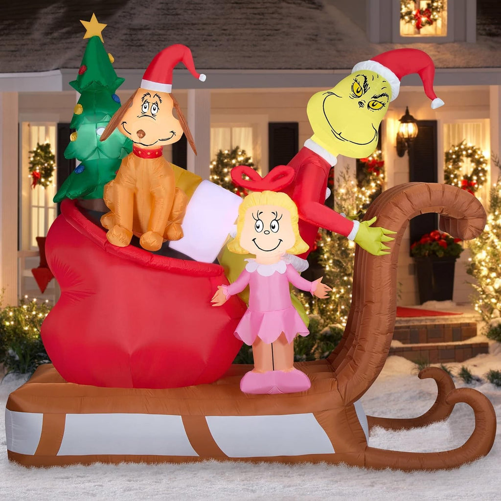 9FT Airblown Inflatable Grinch Scene Christmas Decor Y283