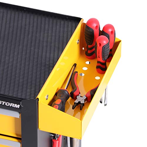 Black Steel Rolling Tool Chest with Lockable Doors J206