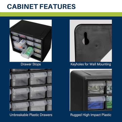 24-Drawer Plastic Storage Cabinet Black R4349