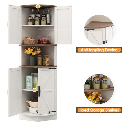 64.8" Tall Grey Corner Cabinet with 4 Doors and 5 Shelves G488