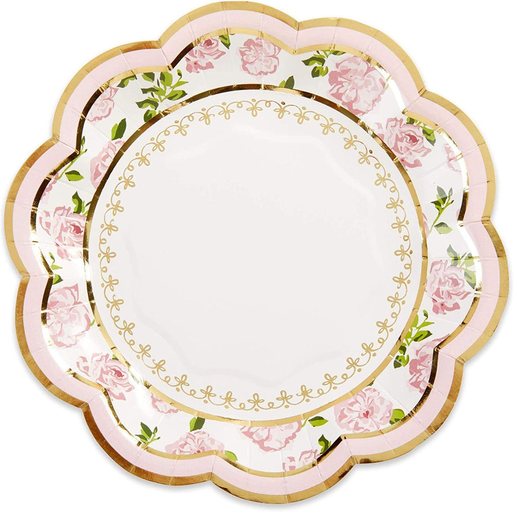32 Pcs 7 Inch Pink Floral Paper Plates N366032