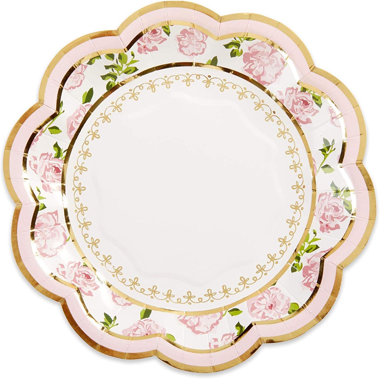 32 Pcs 7 Inch Pink Floral Paper Plates N366032