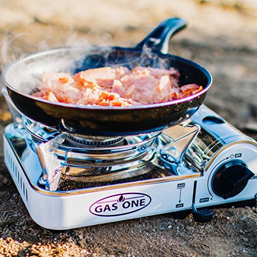 Mini Butane Portable Gas Stove with Carrying Case, stainless steel, white P26218