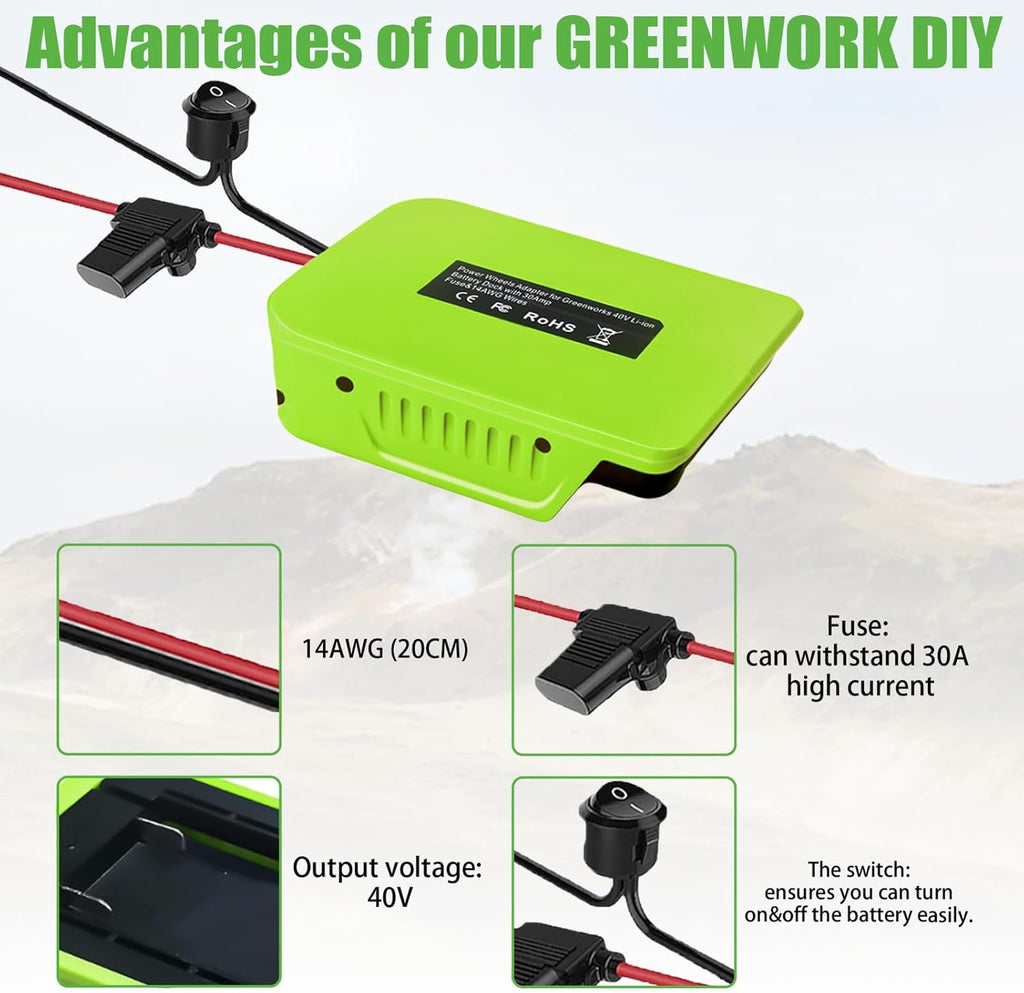 14 Gauge Power Adapter for 40V Lithium-ion Battery with Fuse & Switch K60439