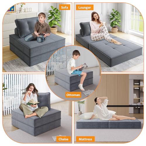 Beige Folding Sofa Bed with Pillow Y2272