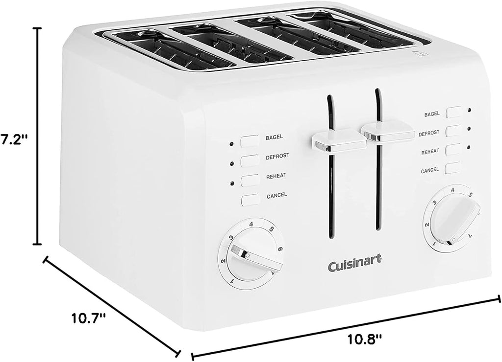 White 4-Slice Compact Plastic Toaster H544370