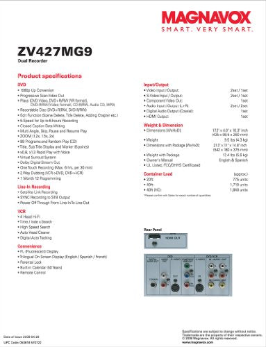 DVD Recorder VCR Combo with HDMI P718