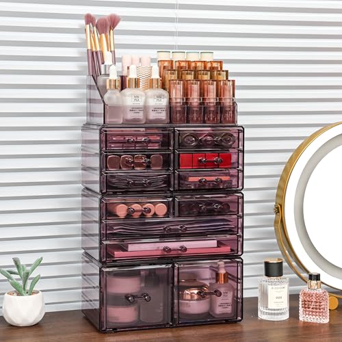 Clear Acrylic Makeup Organizer with 11 Drawers, Set of 4 N99657