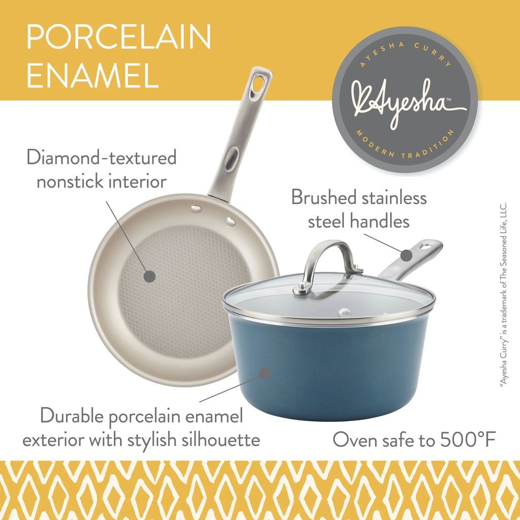 Porcelain Enamel Nonstick Covered Saucepan, 3 Quart, Twilight Teal P118824