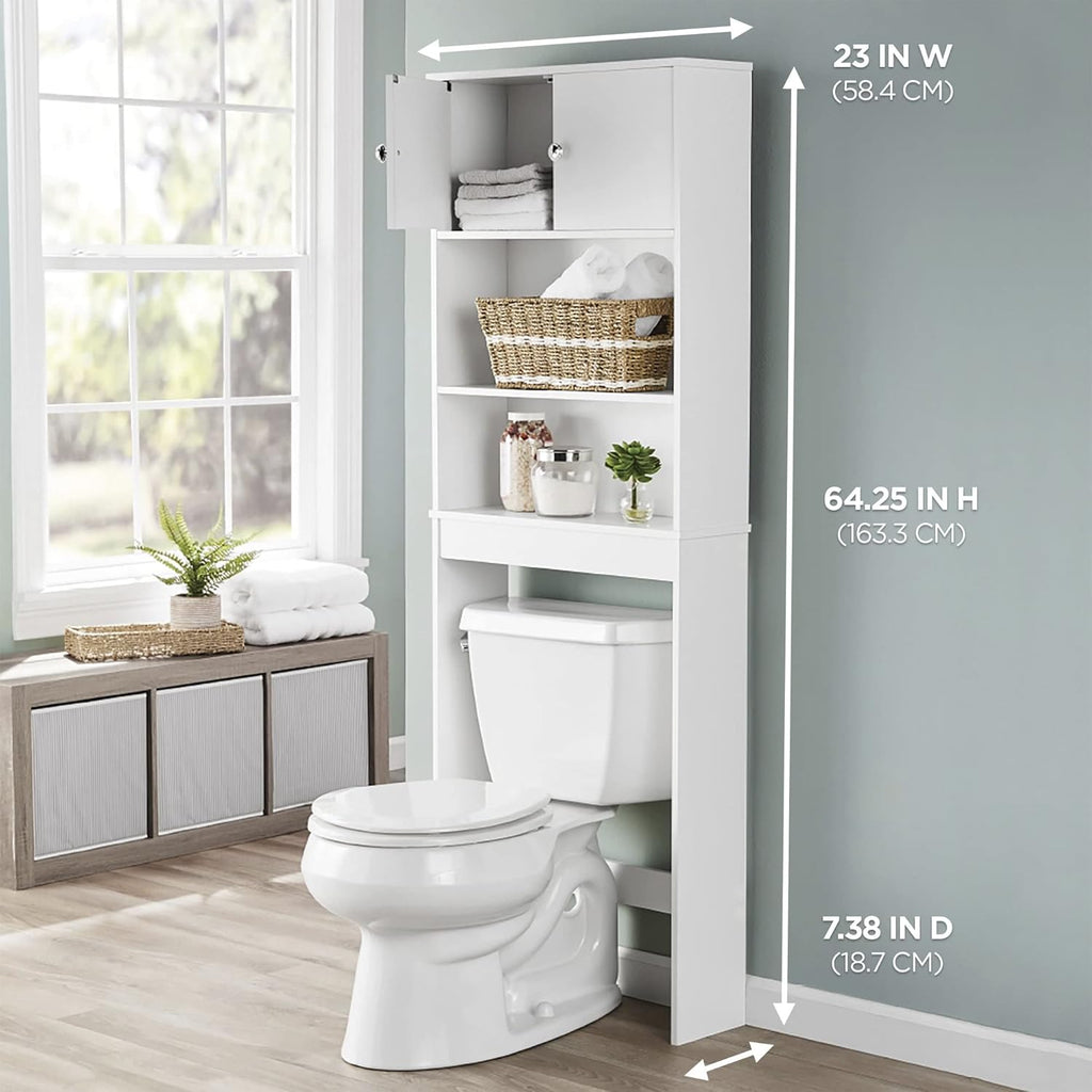 White 3 Fixed Shelves Bathroom Space Saver Cabinet S864