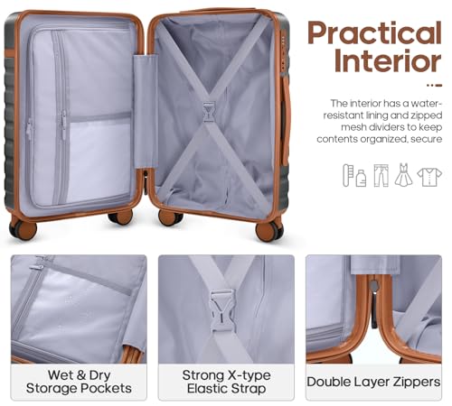 3 Piece PC Hardside Carry On Luggage Set with Spinner Wheels and TSA Lock J135444