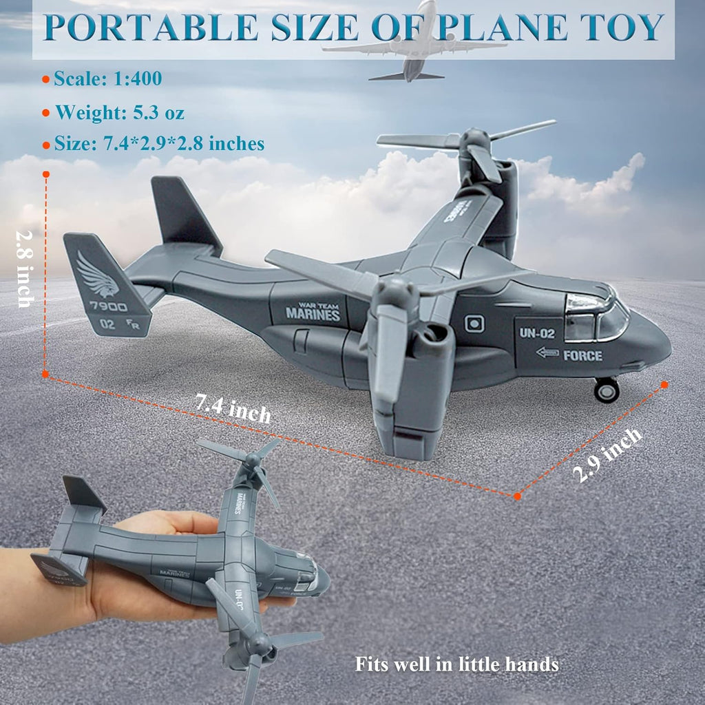 Military Transport Aircraft Die-Cast Metal Pull Back Airplanes Pack of 2 M845