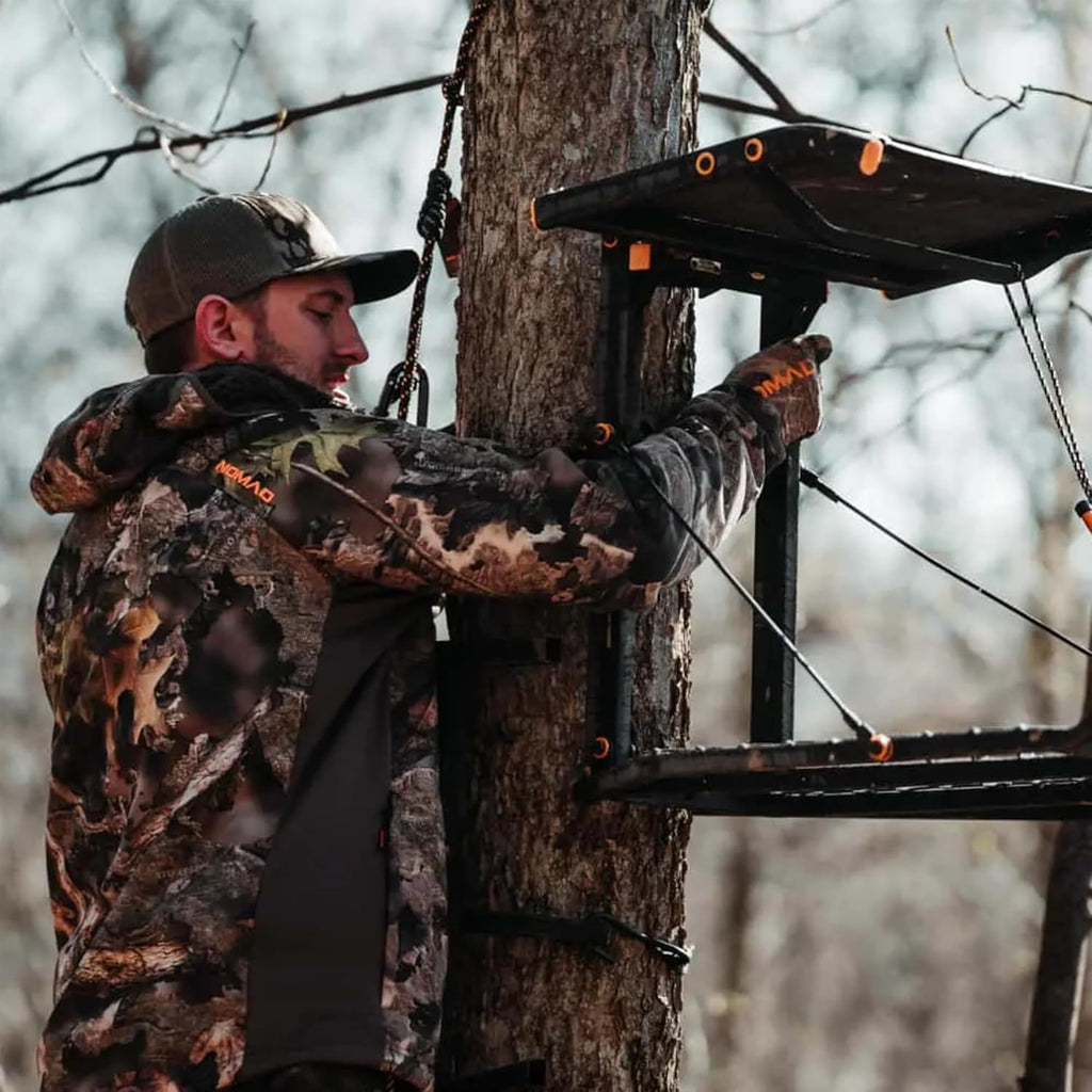 Durable Weather-Resistant Outdoor Hunting Tree Stand with Fixed Footrest & Seat, 300 Pound Maximum Capacity R70326