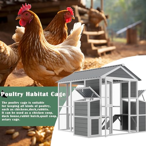 Large Wooden Chicken Coop with 2 Nesting Boxes and Ramp (80"×82"×69") X12584