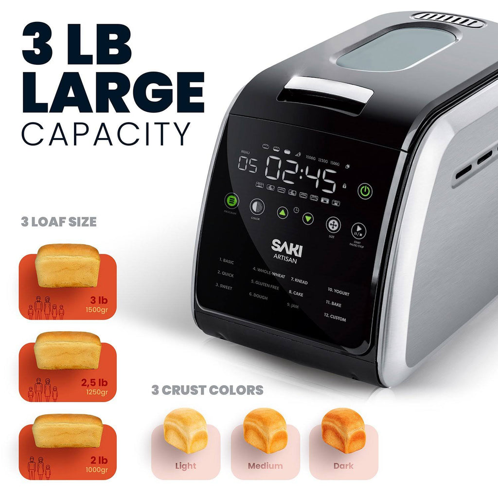 12 In 1 Programmable Bread Maker With Nonstick Pan, 3.3 LBS Capacity P22315