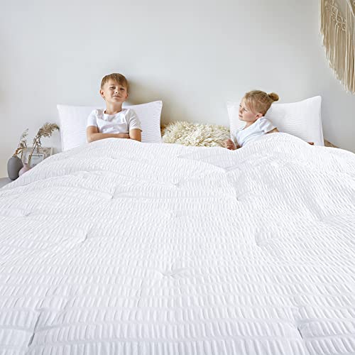 Oversized King White Seersucker Comforter 3 Piece Set A818730