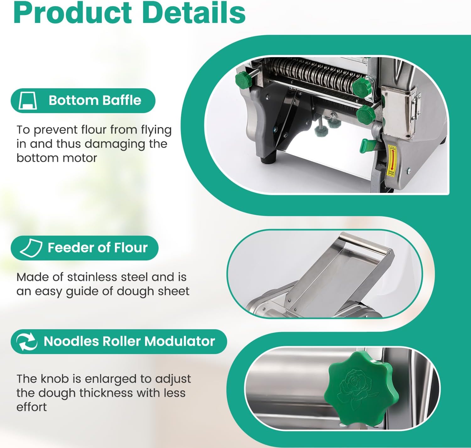 Commercial Electric Pasta Maker 2-in-1 Automatic Noodle Machine Thickness Adjustable 2mm 6mm Noodle Heavy Duty Dough Roller Pressing Machine 750W K5769