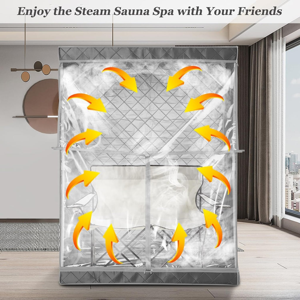 Full Size 2 Person Portable Steam Sauna Tent (Grey) N1789