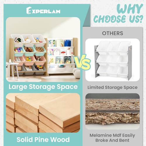 White 12 Bin Toy Storage Organizer with Bookshelf V836