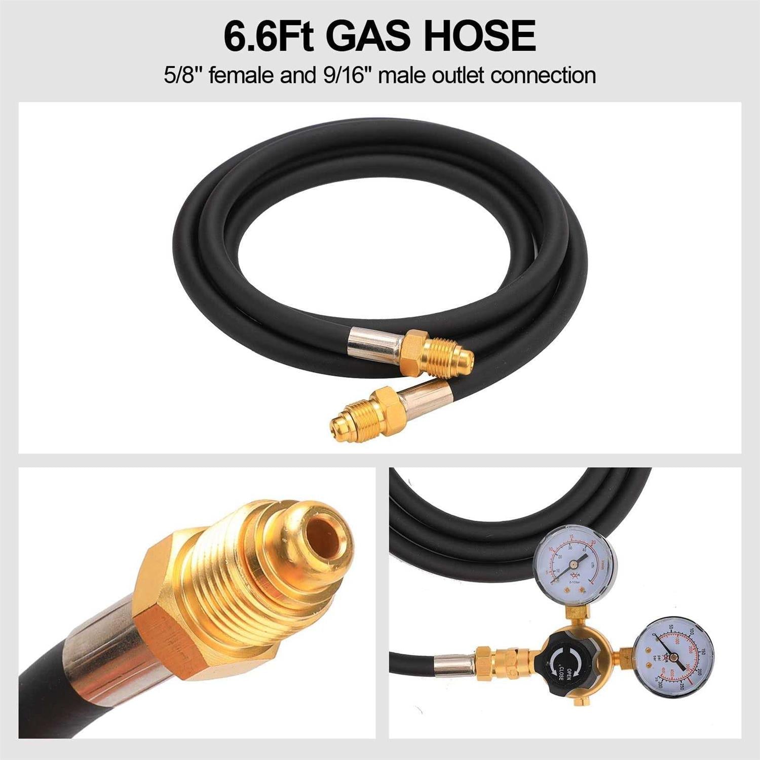 Argon CO2 Regulator Gauge Welding Gas Regulator with 6.6Ft Gas Hose N227