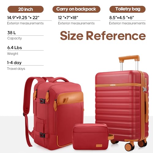 3 Piece PC Hardside Carry On Luggage Set with Spinner Wheels and TSA Lock J135444