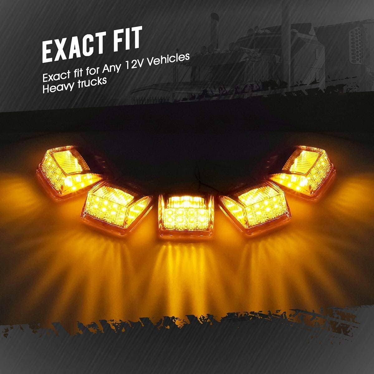 10Pcs Amber LED Side Marker Lights Chrome Surface Mount with Bullet Plugs I383
