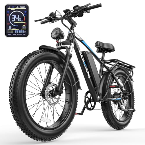 26" Electric Bike, 90 Miles, 34MPH, Peak 1500W, Fat Tire, 48V 864WH Removable Battery, Brake Light K978217