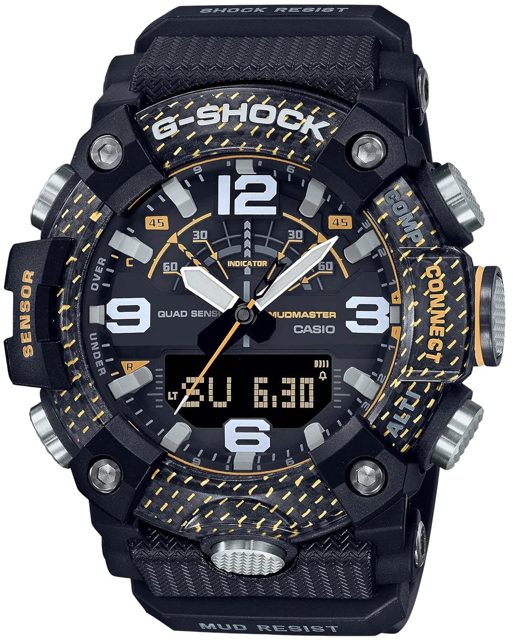 Yellow Black Carbon Quad Sensor Watch G10134