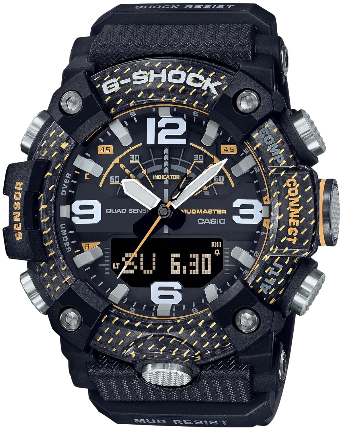 Yellow Black Carbon Quad Sensor Watch G10134